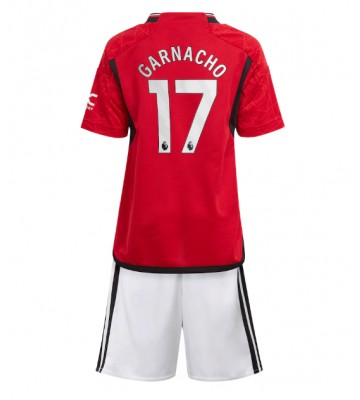 Manchester United Alejandro Garnacho #17 Replika Babytøj Hjemmebanesæt Børn 2023-24 Kortærmet (+ Korte bukser)